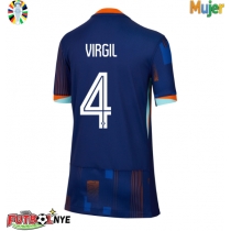 Camiseta Países Bajos Virgil van Dijk #4 Visitante Equipación para mujer Eurocopa 2024 manga corta